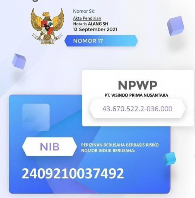 Dokumen legalitas PT. Visindo Prima Nusantara
